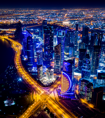 Skyline of Doha in the State of Qatar